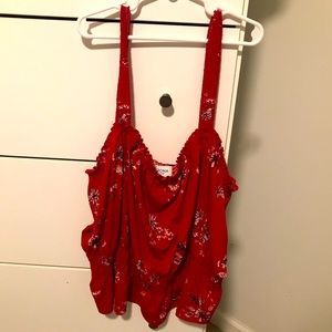 Red Flower Print Tank Top